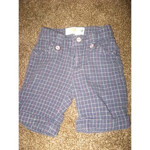 Roxy Dark Blue Plaid Teenie Wahine Long Cotton Shorts Pink Trim GUC 6-9 Months